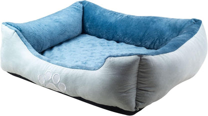 Orthopedic Rectangle Bolster Pet Bed,Dog Bed, Medium 25X21 Inches Blue, by Happycare Textiles, Blue with Orthopedic Insert. (HCT-ORT-BLUE)