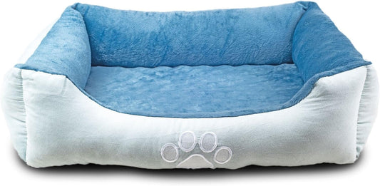 Orthopedic Rectangle Bolster Pet Bed,Dog Bed, Medium 25X21 Inches Blue, by Happycare Textiles, Blue with Orthopedic Insert. (HCT-ORT-BLUE)