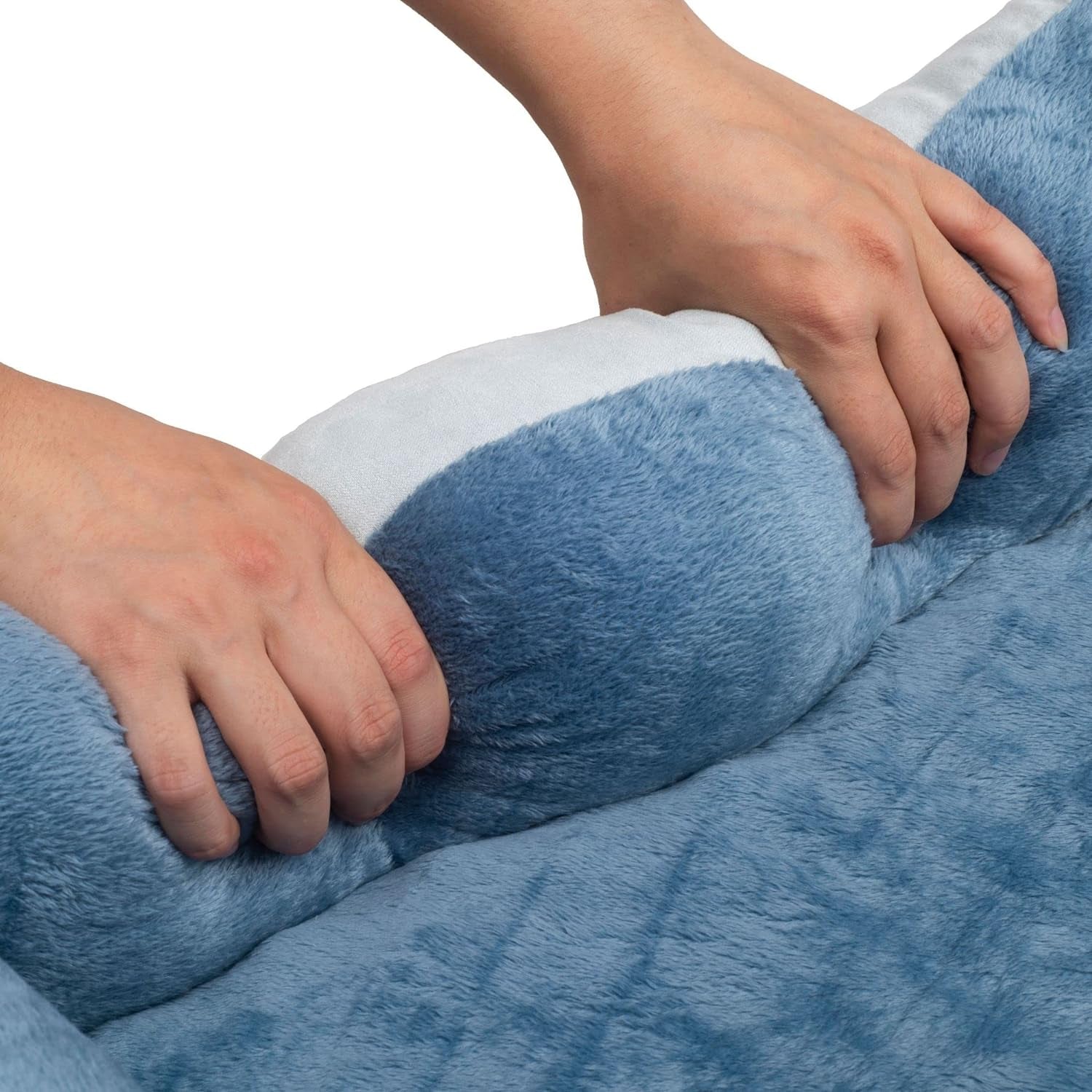 Orthopedic Rectangle Bolster Pet Bed,Dog Bed, Medium 25X21 Inches Blue, by Happycare Textiles, Blue with Orthopedic Insert. (HCT-ORT-BLUE)